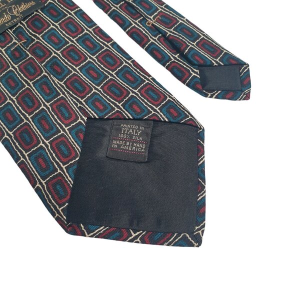 Vintage Ferrell Reed Men Tie Made in USA Geometric Pattern Designer Italian Silk - Picture 5 of 5